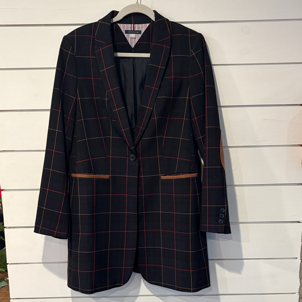 Tommy Hilfiger Blue and Red Plaid Blazer